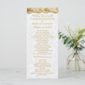 Royal Golden White Lace Wedding Programme Programmakaart (Staand voorkant)