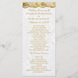 Royal Golden White Lace Wedding Programme Programmakaart