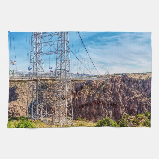 Royal Gorge Bridge Side Uitzicht keukenhanddoek (Horizontaal)