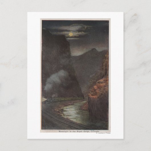 Royal Gorge, CO - Moonlight Uitzicht of Train in Briefkaart (Voorkant)