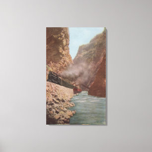 Royal Gorge, CO - Uitzicht van Train naast de rivi Canvas Afdruk