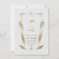 Royal Goud Witte Art Deco Monogram Save The Date