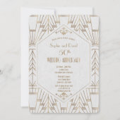 Royal Goud Witte Great Gatsby Huwelijksjubileum Kaart (Voorkant)