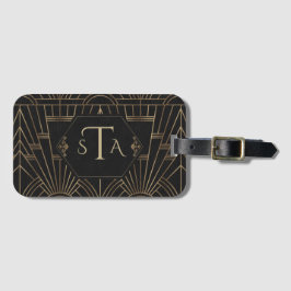 Royal Goud Zwart Great Gatsby 20s Monogram Bagagelabel