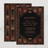 Royal Goud Zwart Great Gatsby Trouwreceptie Informatiekaartje (Voorkant / Achterkant)