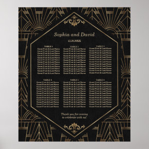 Royal Goud Zwarte Great Gatsby Trouw Stoelenplatte Poster