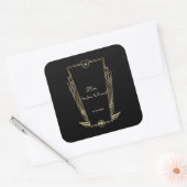 Royal Gouden Art Deco Monogram Huwelijk Vierkante Sticker (Envelop)