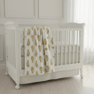 Royal Gouden Palm & Kroon Patroon Custom Sherpa Ba Deken