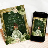 Royal Grand Palace Sage Groene Quinceañera Kaart