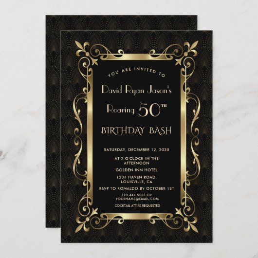 Royal Great Gatsby Roaring 50th Birthday Bash Kaart (Voorkant / Achterkant)