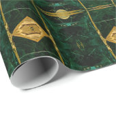  Royal Green en Gold Fret Cadeaupapier (Rol Hoek)