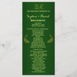 Royal Green Gold Peacock Wedding Program Custom Programmakaart<br><div class="desc">Uniek ontwerp met een Royal Green Gradient background en abstracte Gold Sparking Peacocks voor uw speciale bruiloft. Het zal een unieke indruk geven op je trouwstijl. Wees anders! Pas je eigen gegevens aan. Als u de tekst moet verplaatsen of de grootte, het lettertype of de kleur moet wijzigen, klikt u...</div>