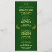 Royal Green Gold Peacock Wedding Program Custom Programmakaart (Achterkant)