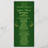 Royal Green Gold Peacock Wedding Program Custom Programmakaart (Voorkant)