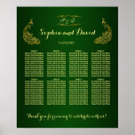 Royal Green Gold Peacock Wedding Seding Chart Poster<br><div class="desc">Uniek ontwerp met een Royal Green Gradient background en abstracte Gold Sparking Peacocks voor uw speciale bruiloft. Het zal een unieke indruk geven op je trouwstijl. Wees anders! Pas je eigen gegevens aan. Als u de tekst moet verplaatsen of de grootte, het lettertype of de kleur moet wijzigen, klikt u...</div>