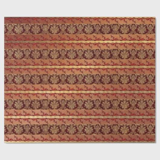 Royal Grungy Gold Red Lace Floral Cadeaupapier (Vlak)