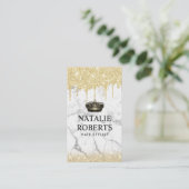 Royal Hair Queen Salon Trendy Marble Gold Drids Visitekaartje (Staand voorkant)