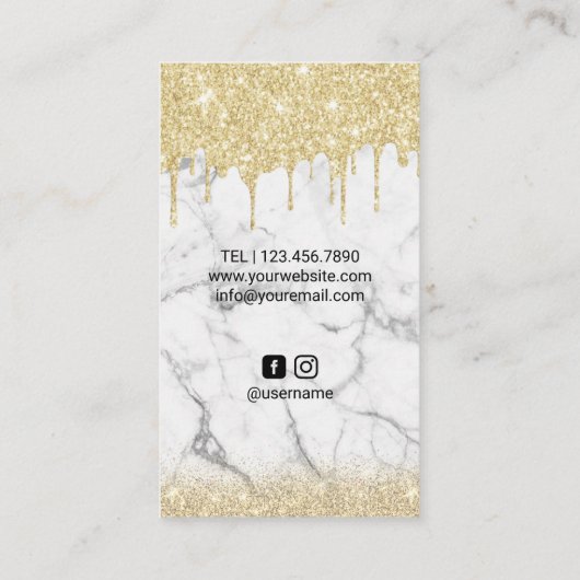 Royal Hair Queen Salon Trendy Marble Gold Drids Visitekaartje (Achterkant)