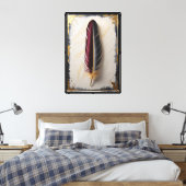 Royal Harmony Feather | Luxe Minimalistisch Canvas Afdruk (Insitu (Slaapkamer))