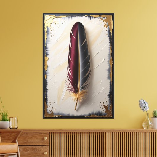Royal Harmony Feather | Luxe Minimalistisch Canvas Afdruk (Insitu (Woonkamer))