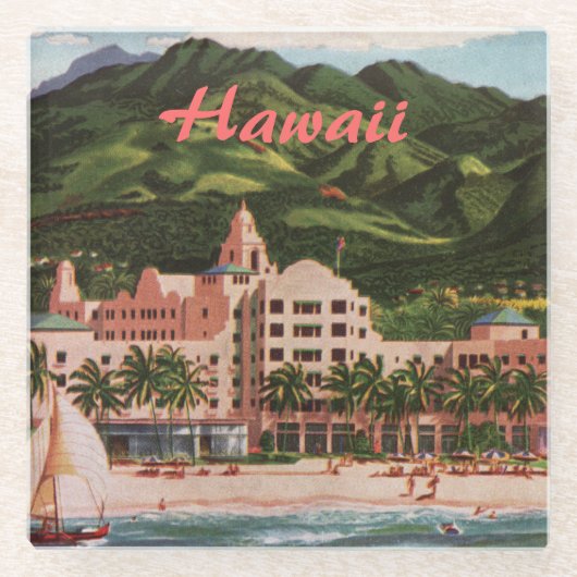 Royal Hawaiian Hotel Glas Onderzetter (Voorkant)