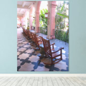 Royal Hawaiian Hotel Lanai Canvas Afdruk (Insitu (Houten vloer))