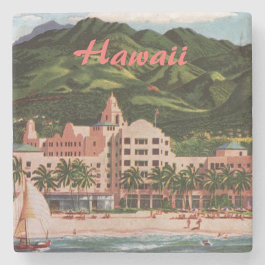 Royal Hawaiian Hotel Stenen Onderzetter (Voorkant)