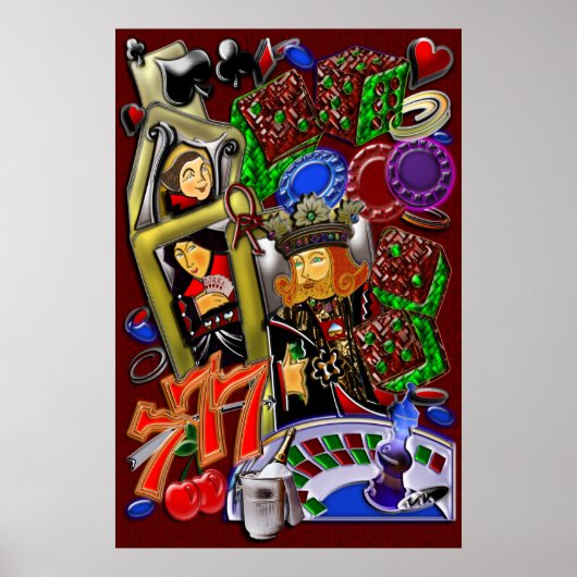Royal Heart Flush, Casino Art Poster (Voorkant)