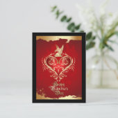 Royal Heart Red en Gold Valentijn Briefkaart (Staand voorkant)