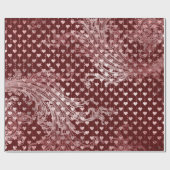 Royal Hearts Baroque Roos Gold Hearts Burgundy Cadeaupapier (Vlak)