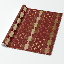Royal Heraldic Golden Red Burgundy Lace Vip Cadeaupapier