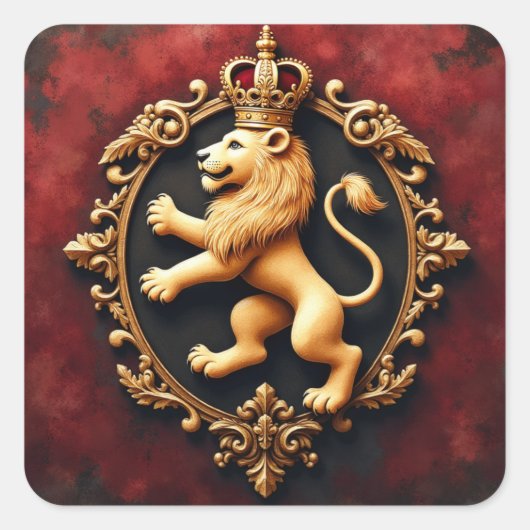 Royal Heraldic Tapestry Pattern Vierkante Sticker (Voorkant)