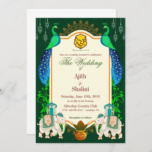 ROYAL HINDU WEDDING INVITATION (Voorkant / Achterkant)