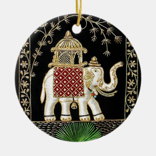 ROYAL INDIAN ELEPHANT RIDE ZARI ART KERAMISCH ORNAMENT (Voorkant)