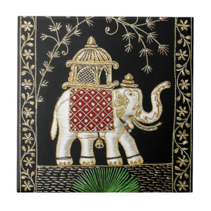 ROYAL INDIAN ELEPHANT RIDE ZARI ART TEGELTJE