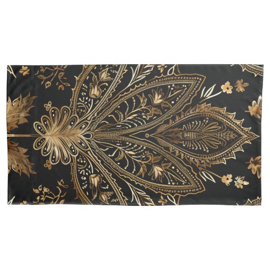 Royal Indian Luxe Zwart & Goud Kussensloop (Voorkant)