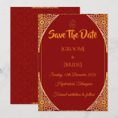 Royal Indian Marriage Announcement Save The Date (Voorkant / Achterkant)