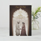 Royal Indian Palace Wedding Bewaar de datum QR-cod Kaart (Staand voorkant)