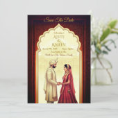 Royal Indian Palace Wedding Bewaar de datum QR-cod Kaart (Staand voorkant)