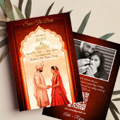 Royal Indian Palace Wedding Bewaar de datum QR-cod Kaart