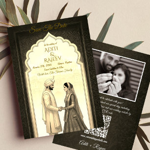 Royal Indian Palace Wedding Bewaar de datum QR-cod Kaart