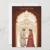 Royal Indian Palace Wedding Bewaar de datum QR-cod Kaart (Voorkant)