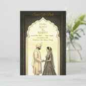Royal Indian Palace Wedding Bewaar de datum QR-cod Kaart (Staand voorkant)