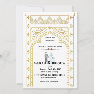 Royal Indian Wedding Invitation – Gold Design Kaart