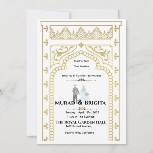 Royal Indian Wedding Invitation – Gold Design Kaart (Voorkant)
