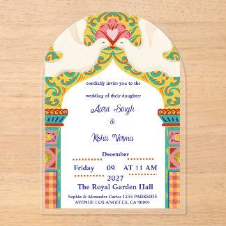 Royal Indian Wedding Invitation | Gold Traditional Acryl Uitnodigingen