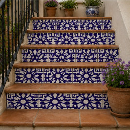 Royal Indigo Elegant Geometric Floral Mosaic Tegeltje