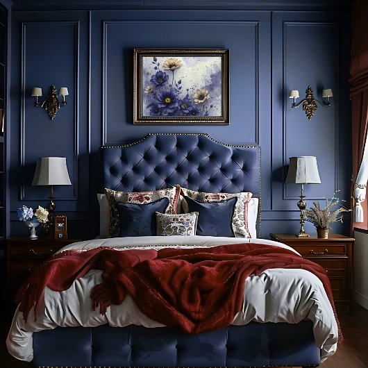 Royal Indigo Victoriaans Midnight Bloom Decoupage Tissuepapier