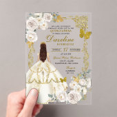 Royal Ivory Beige Princess Quinceañera Acryl Uitnodigingen (Insitu (Draagbaar))