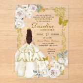 Royal Ivory Beige Princess Quinceañera Acryl Uitnodigingen (Voorkant)